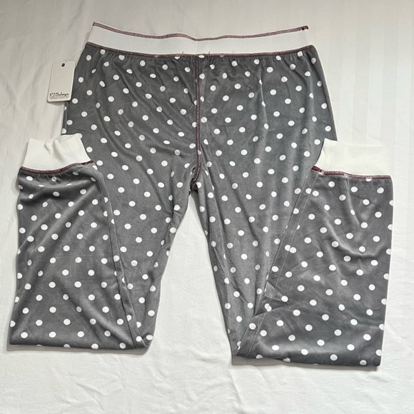 Pj Salvage Velour Lounge/PJ Pant. Grey with White Polka Dots and Port Trim, Lg. - Picture 3 of 16